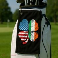 St Patricks Day Shamrock Ireland USA Irish American Flag Golf Towel thumb 2
