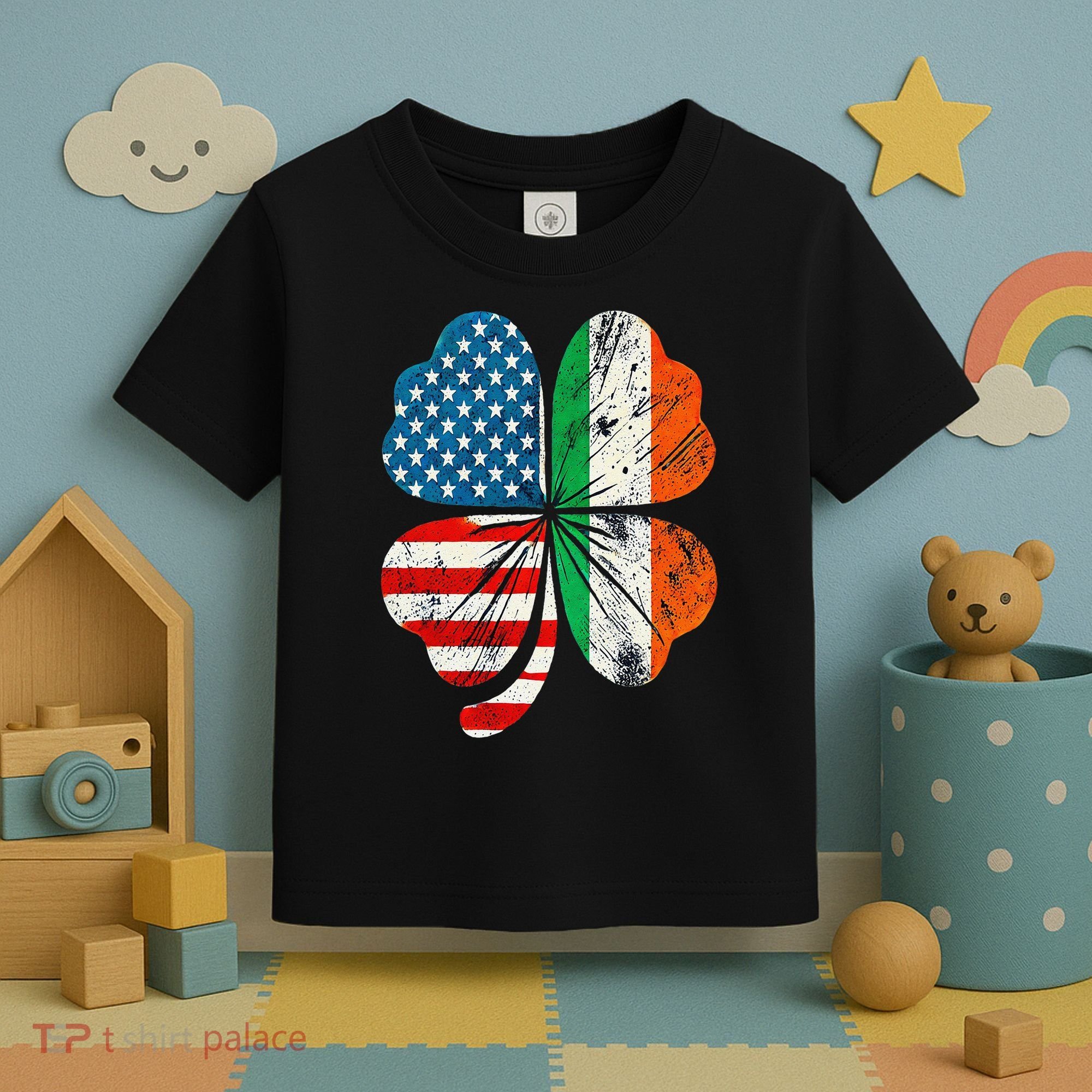 St Patricks Day Shamrock Ireland USA Irish American Flag Toddler T-Shirt