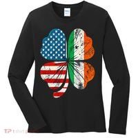 St Patricks Day Shamrock Ireland USA Irish American Flag Women's Long Sleeve Shirt thumb 0