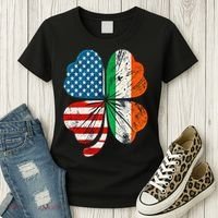 St Patricks Day Shamrock Ireland USA Irish American Flag Women's T-Shirt thumb 3