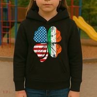 St Patricks Day Shamrock Ireland USA Irish American Flag Kids Hoodie thumb 3