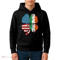St Patricks Day Shamrock Ireland USA Irish American Flag Kids Hoodie thumb 4