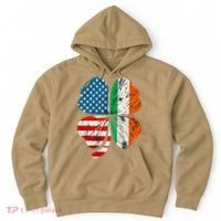St Patricks Day Shamrock Ireland USA Irish American Flag Hoodie thumb 0