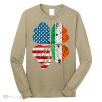 St Patricks Day Shamrock Ireland USA Irish American Flag Long Sleeve Shirt thumb 0