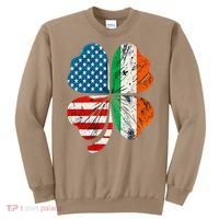 St Patricks Day Shamrock Ireland USA Irish American Flag Sweatshirt thumb 0