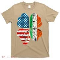St Patricks Day Shamrock Ireland USA Irish American Flag T-Shirt thumb 0