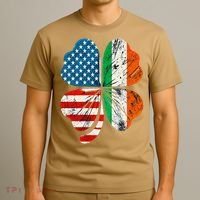 St Patricks Day Shamrock Ireland USA Irish American Flag T-Shirt thumb 3