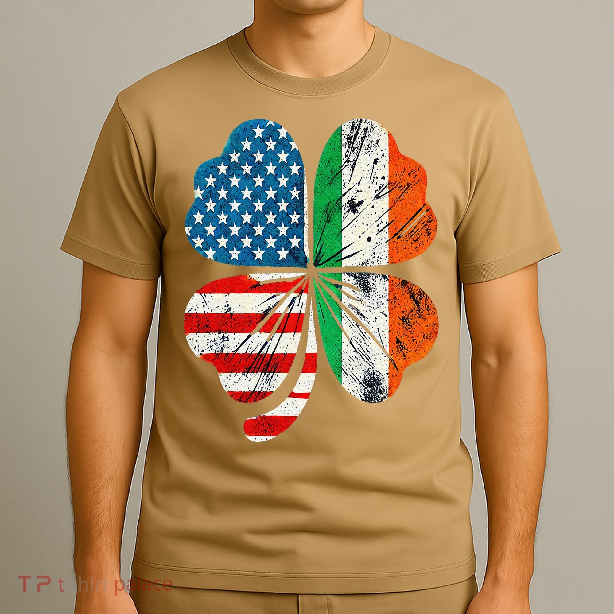 St Patricks Day Shamrock Ireland USA Irish American Flag T-Shirt