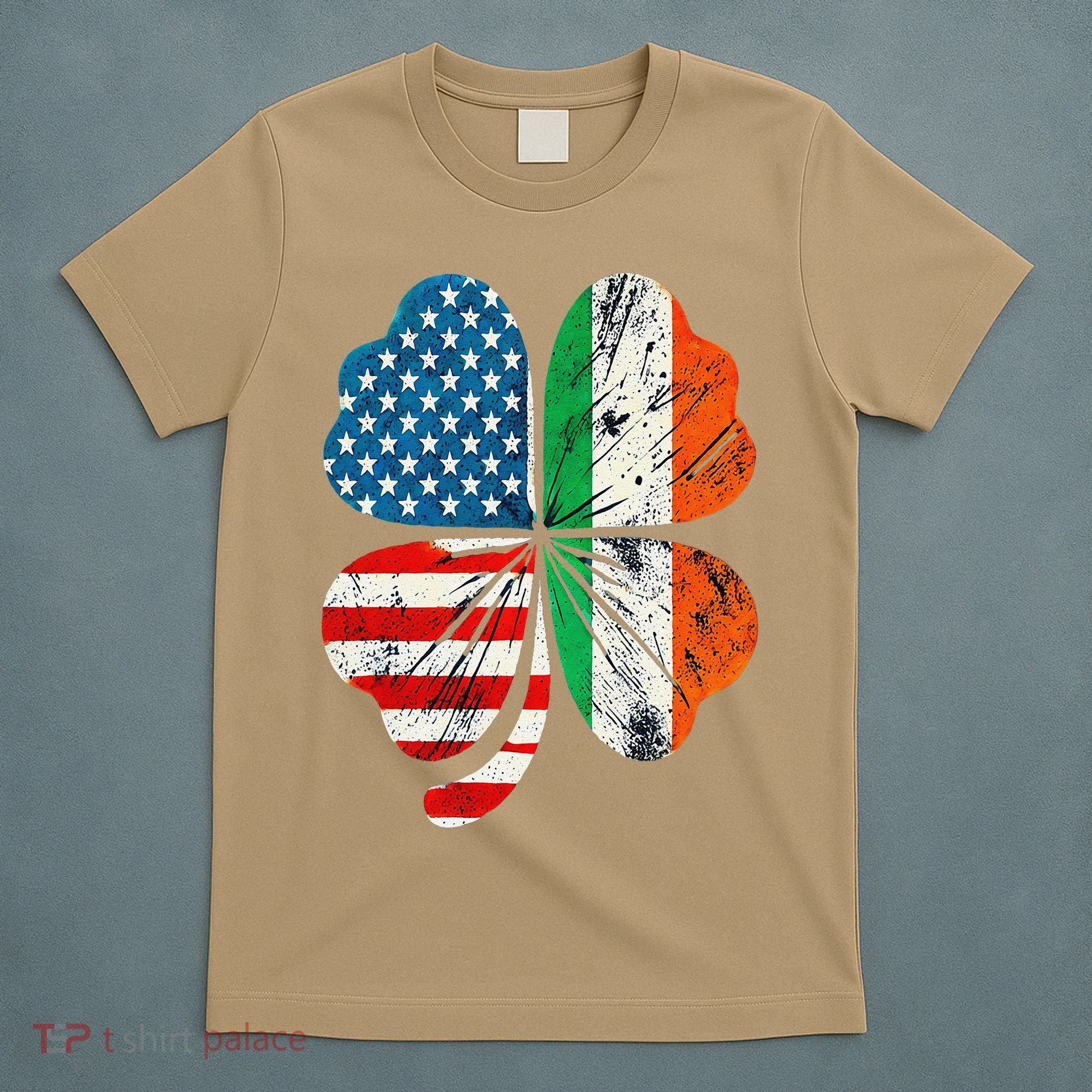 St Patricks Day Shamrock Ireland USA Irish American Flag T-Shirt