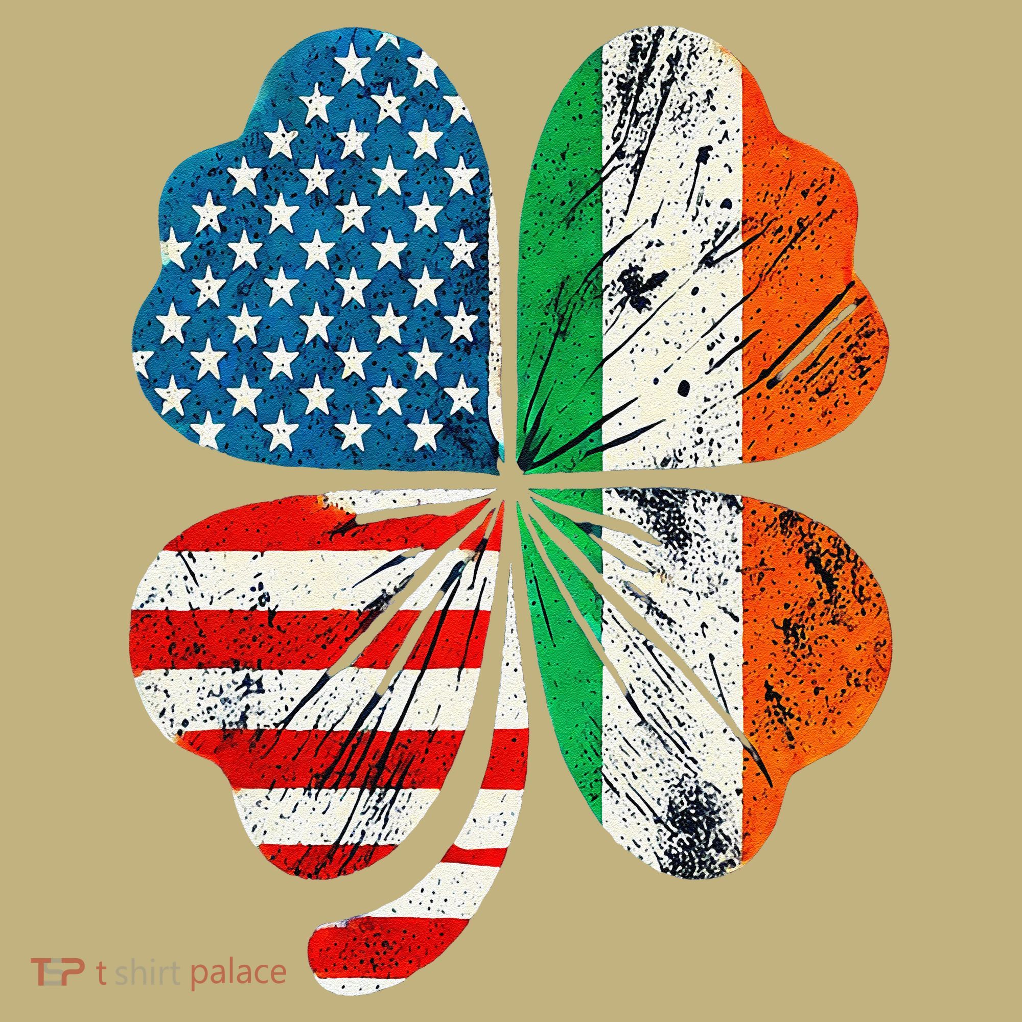 St Patricks Day Shamrock Ireland USA Irish American Flag T-Shirt