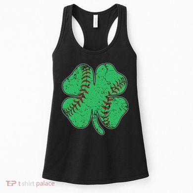 St Patrick's Day Baseball Catcher Pitcher Shamrock Women's Tank Top
