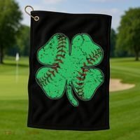 St Patrick's Day Baseball Catcher Pitcher Shamrock Golf Towel thumb 1