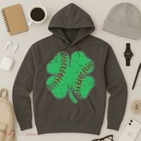 St Patrick's Day Baseball Catcher Pitcher Shamrock Hoodie thumb 3