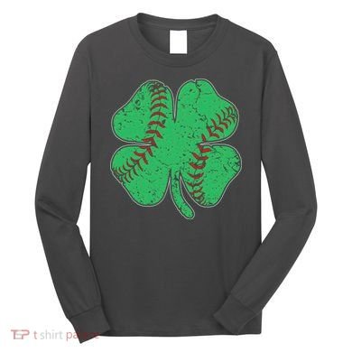 St Patrick's Day Baseball Catcher Pitcher Shamrock Long Sleeve Shirt
