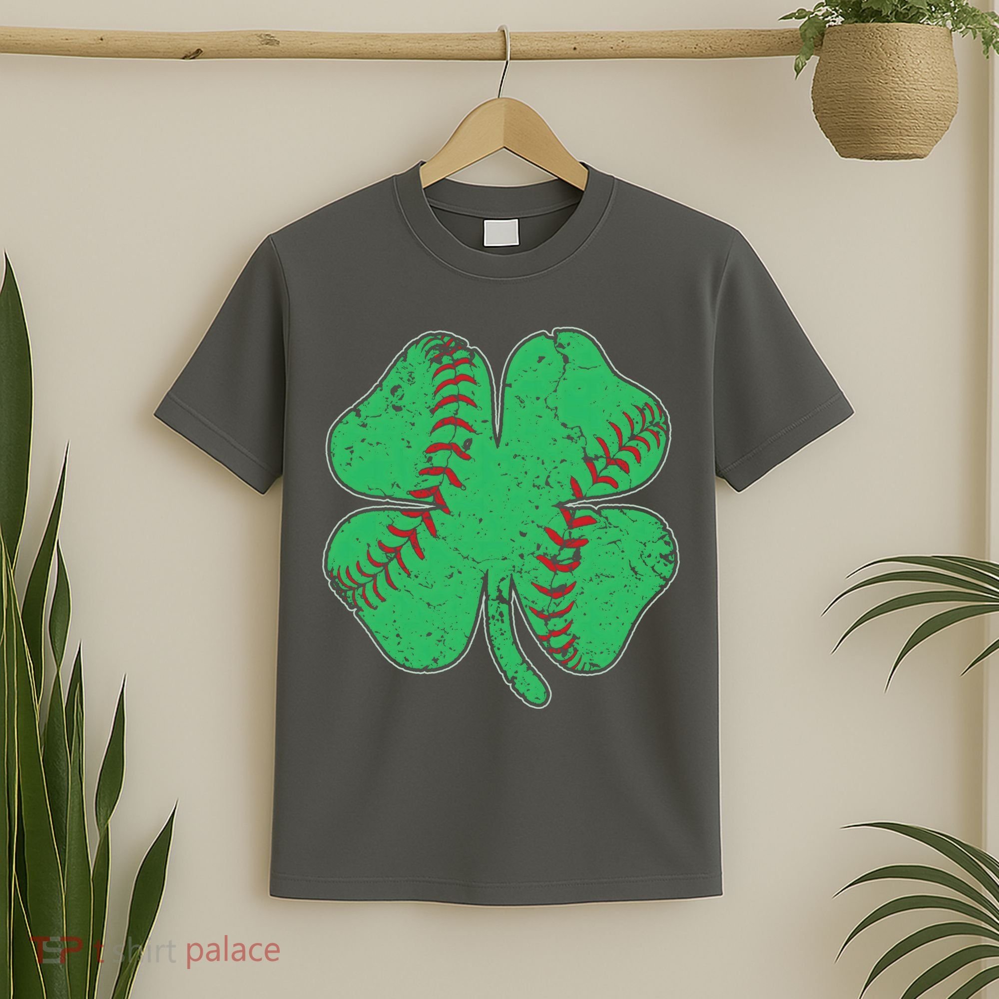 St Patrick's Day Baseball Catcher Pitcher Shamrock T-Shirt