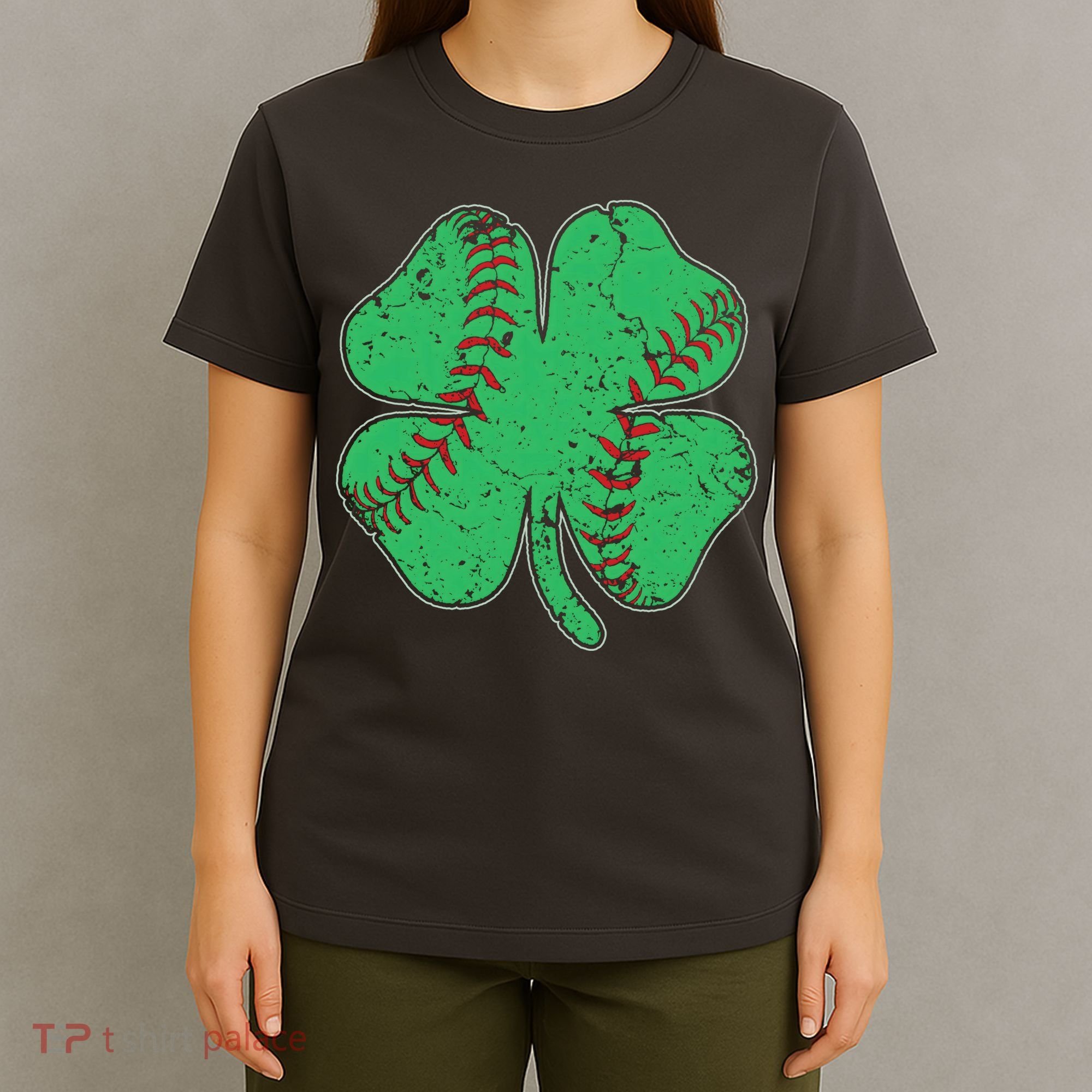 St Patrick's Day Baseball Catcher Pitcher Shamrock T-Shirt