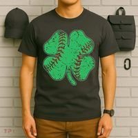 St Patrick's Day Baseball Catcher Pitcher Shamrock T-Shirt thumb 6