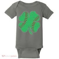 St Patrick's Day Baseball Catcher Pitcher Shamrock Baby Bodysuit thumb 0