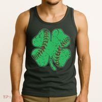 St Patrick's Day Baseball Catcher Pitcher Shamrock Tank Top thumb 3