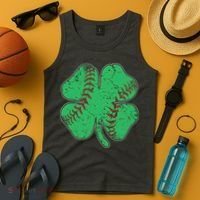 St Patrick's Day Baseball Catcher Pitcher Shamrock Tank Top thumb 4