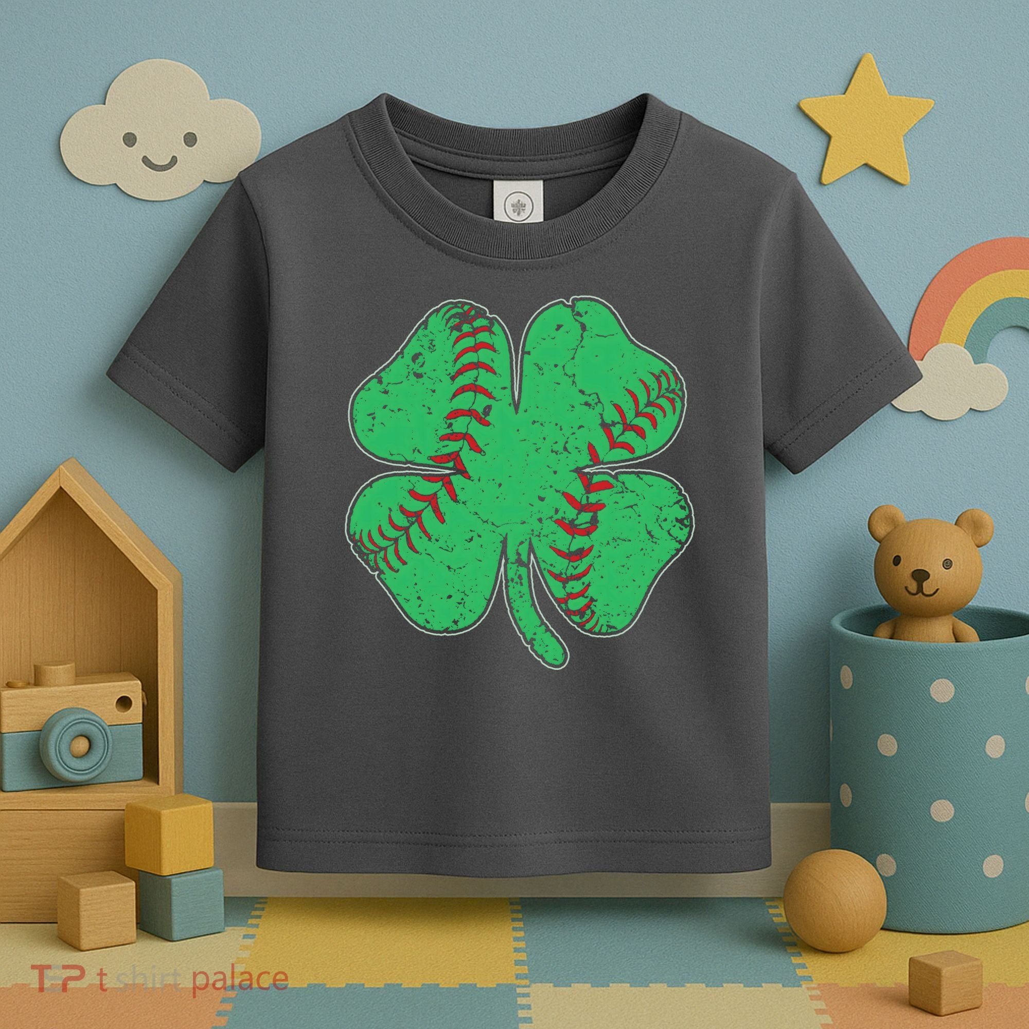 St Patrick's Day Baseball Catcher Pitcher Shamrock Toddler T-Shirt