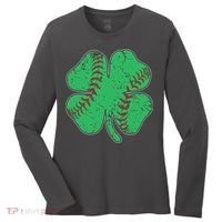 St Patrick's Day Baseball Catcher Pitcher Shamrock Women's Long Sleeve Shirt thumb 0