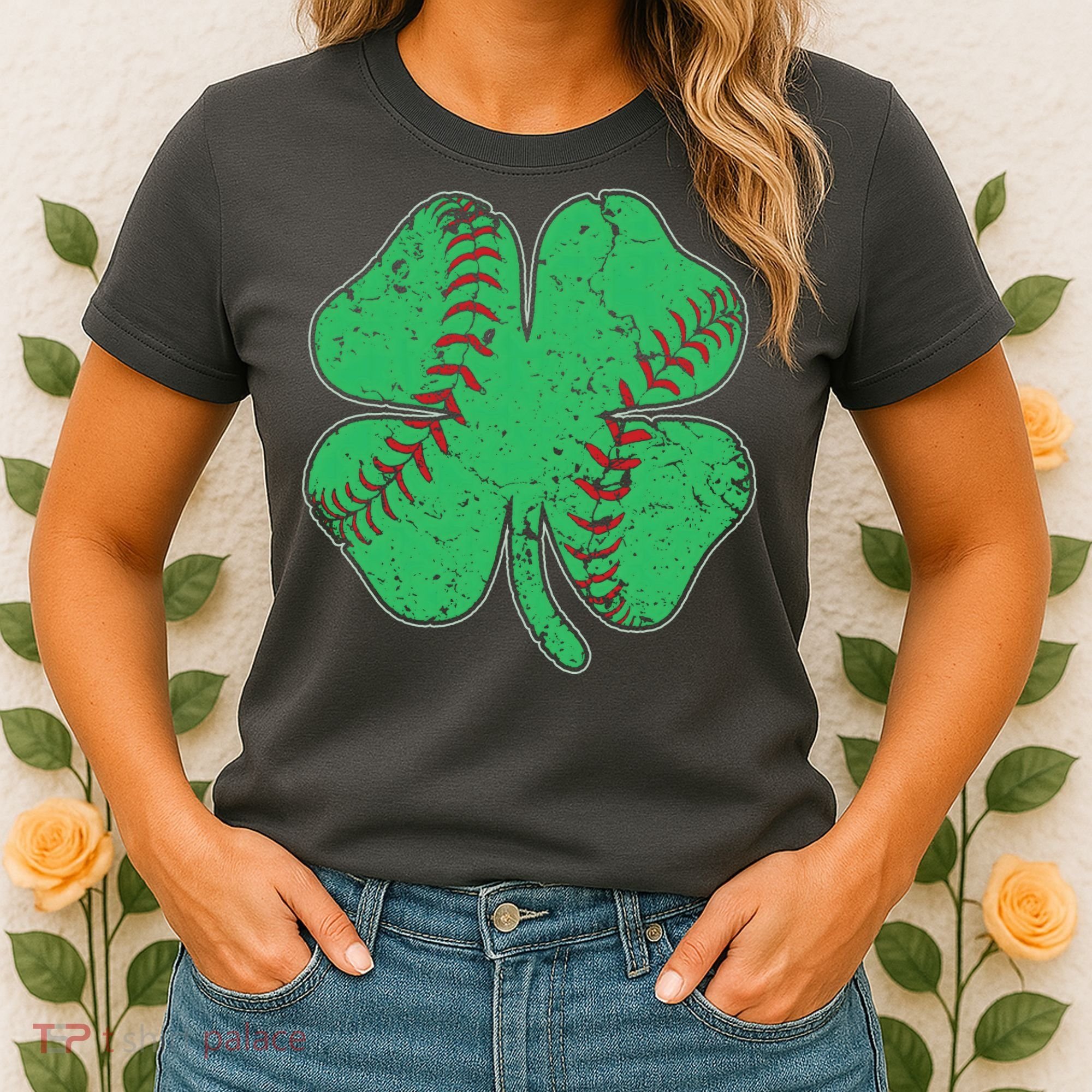 St Patrick's Day Baseball Catcher Pitcher Shamrock Women's T-Shirt