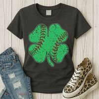 St Patrick's Day Baseball Catcher Pitcher Shamrock Women's T-Shirt thumb 3