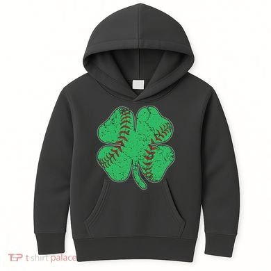 St Patrick's Day Baseball Catcher Pitcher Shamrock Kids Hoodie