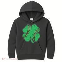 St Patrick's Day Baseball Catcher Pitcher Shamrock Kids Hoodie thumb 0