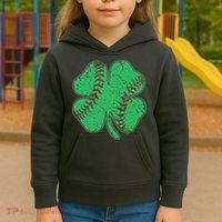 St Patrick's Day Baseball Catcher Pitcher Shamrock Kids Hoodie thumb 3