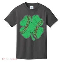 St Patrick's Day Baseball Catcher Pitcher Shamrock Kids T-Shirt thumb 0