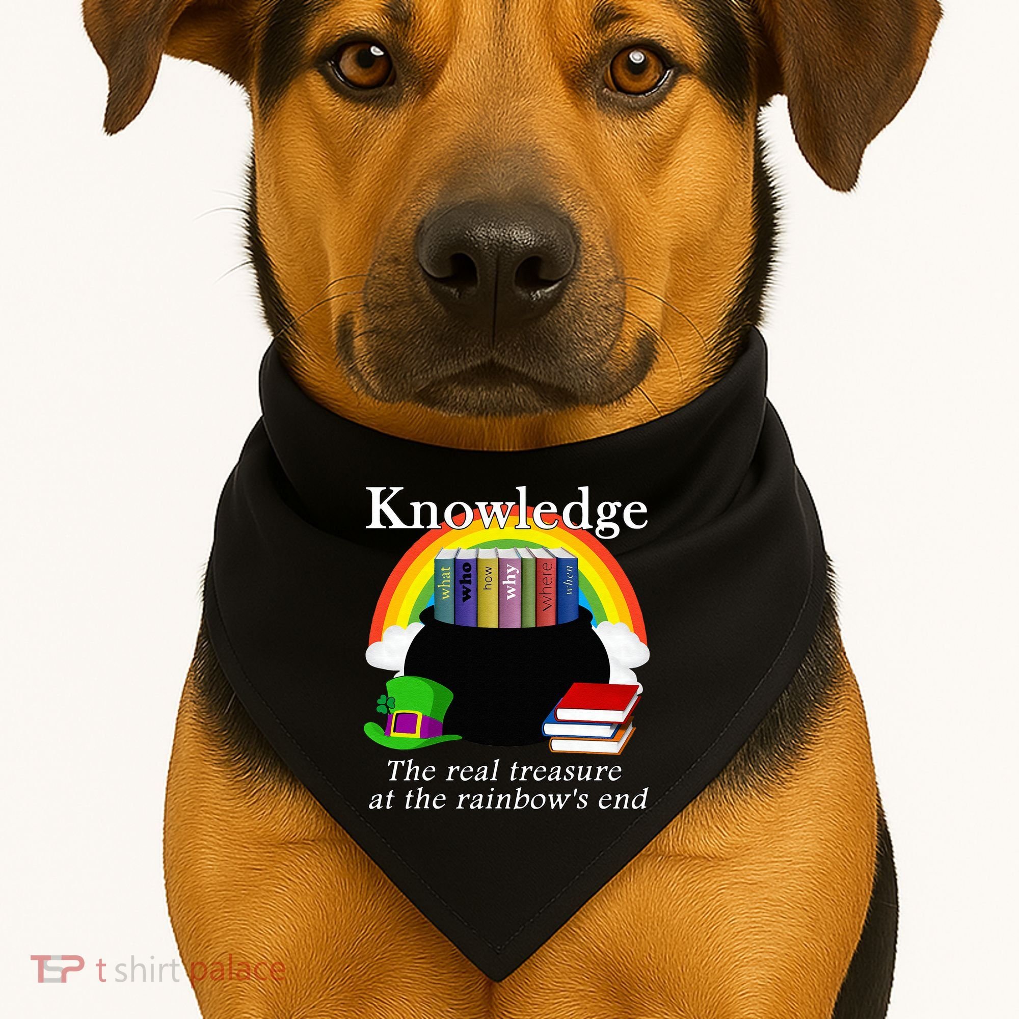 Saint Patrick's Day Teacher Knowledge Is Treasure USA-Made Doggie Bandana