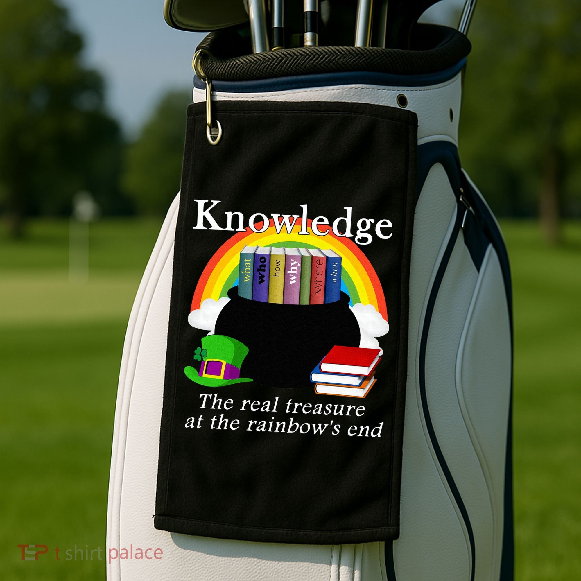 Saint Patrick's Day Teacher Knowledge Is Treasure Golf Towel
