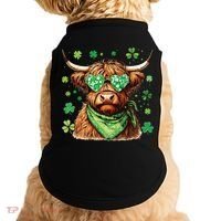 St Patricks Day Highland Cow St Patricks Day Shamrock Women Doggie Tank thumb 0