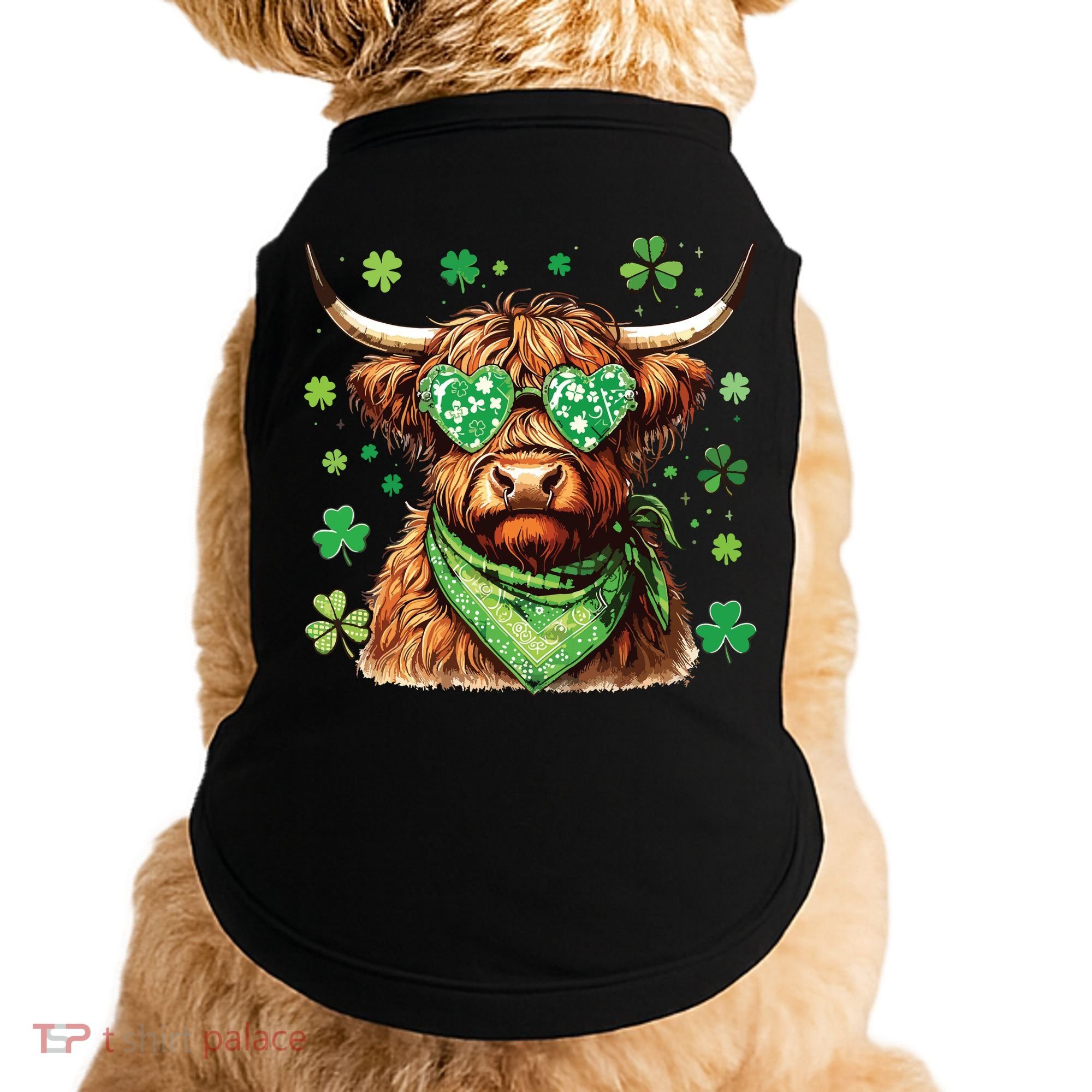 St Patricks Day Highland Cow St Patricks Day Shamrock Women Doggie Tank