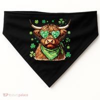 St Patricks Day Highland Cow St Patricks Day Shamrock Women USA-Made Doggie Bandana thumb 0