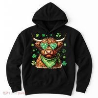St Patricks Day Highland Cow St Patricks Day Shamrock Women Hoodie thumb 0