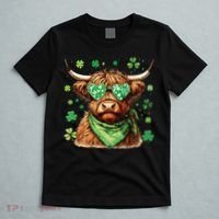 St Patricks Day Highland Cow St Patricks Day Shamrock Women T-Shirt thumb 5