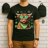 St Patricks Day Highland Cow St Patricks Day Shamrock Women T-Shirt thumb 6