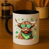 St Patricks Day Highland Cow St Patricks Day Shamrock Women Coffee Mug thumb 4