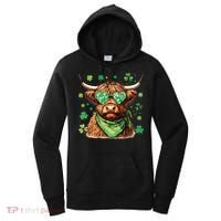 St Patricks Day Highland Cow St Patricks Day Shamrock Women Women's Hoodie thumb 0