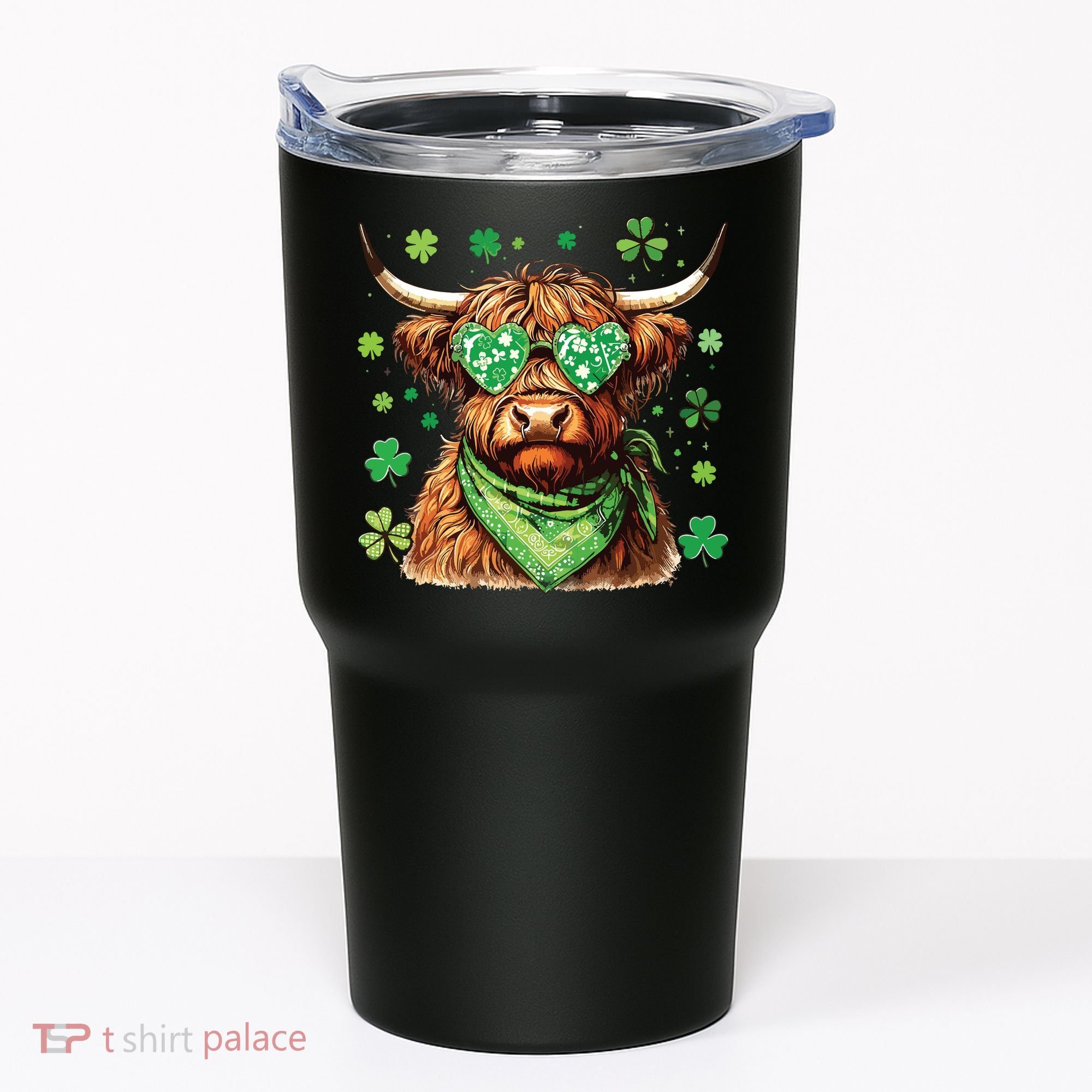 St Patricks Day Highland Cow St Patricks Day Shamrock Women Tumbler