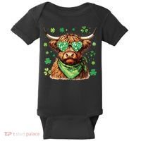 St Patricks Day Highland Cow St Patricks Day Shamrock Women Baby Bodysuit thumb 0