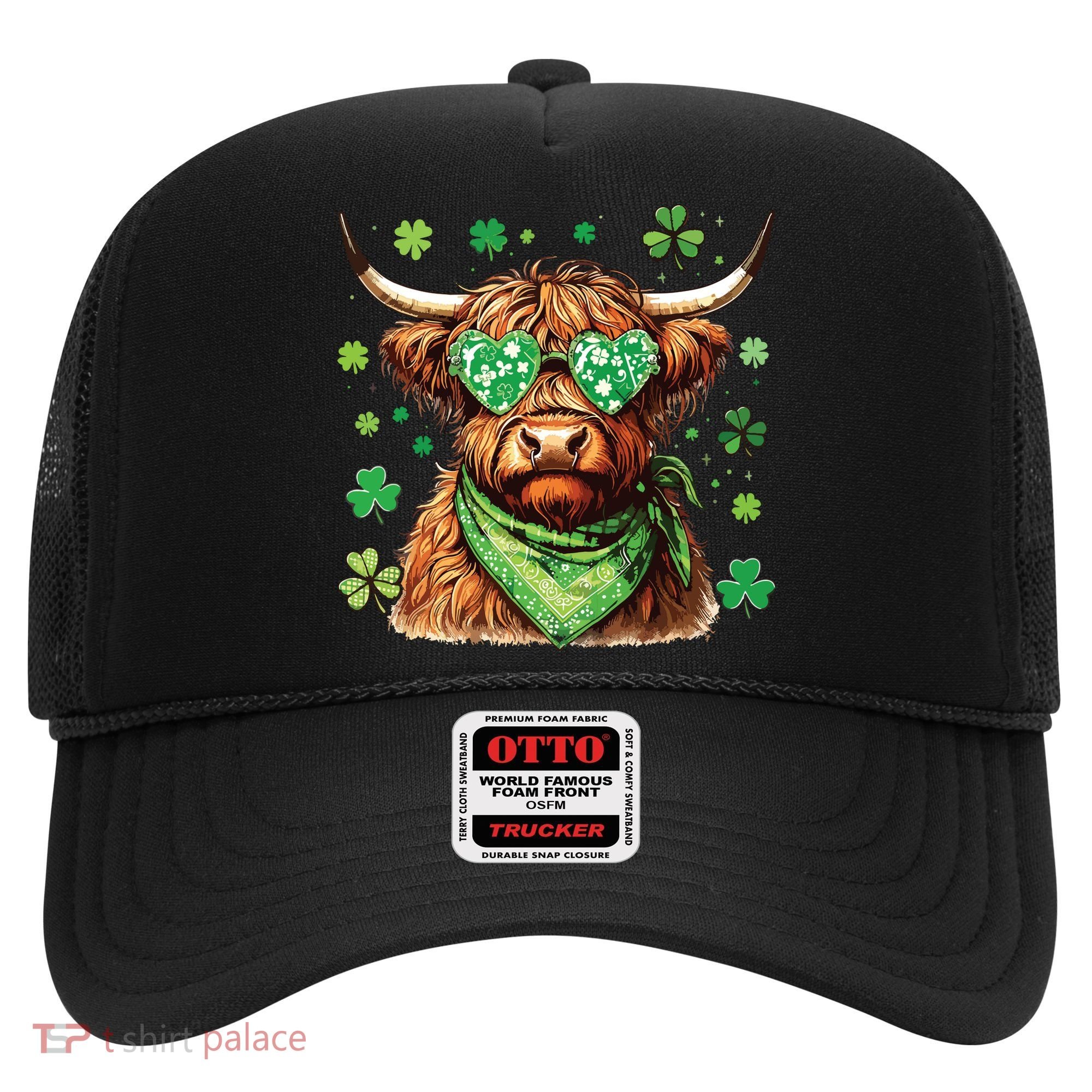 St Patricks Day Highland Cow St Patricks Day Shamrock Women Hat