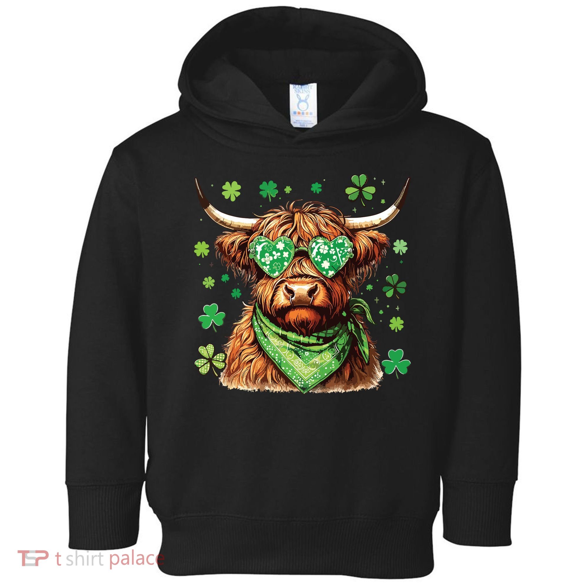 St Patricks Day Highland Cow St Patricks Day Shamrock Women Toddler Hoodie