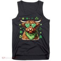 St Patricks Day Highland Cow St Patricks Day Shamrock Women Tank Top thumb 0