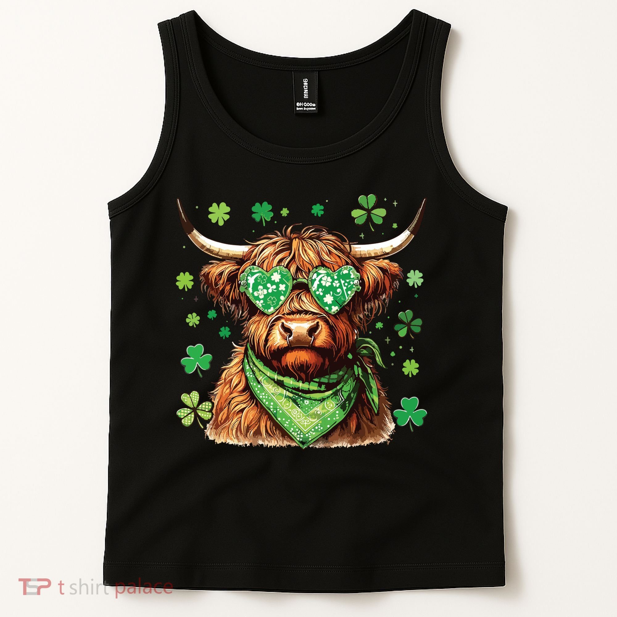 St Patricks Day Highland Cow St Patricks Day Shamrock Women Tank Top