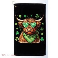 St Patricks Day Highland Cow St Patricks Day Shamrock Women Golf Towel thumb 0
