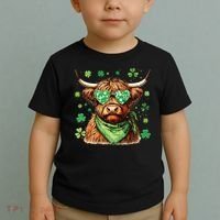 St Patricks Day Highland Cow St Patricks Day Shamrock Women Toddler T-Shirt thumb 2